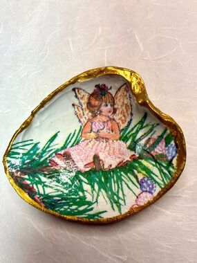 Hand Crafted Fairycore Shell Ring Dish Whimsical Cottage Core Decor